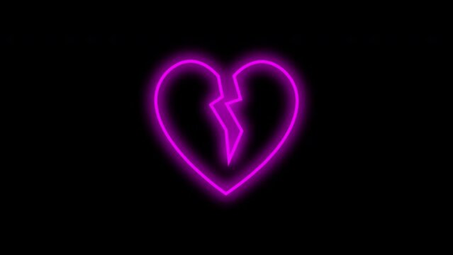broken heart neon sign animation