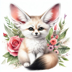 흰 배경, 사막여우 (white background, Fennec fox)