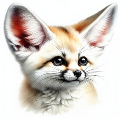 흰 배경, 사막여우 (white background, Fennec fox)