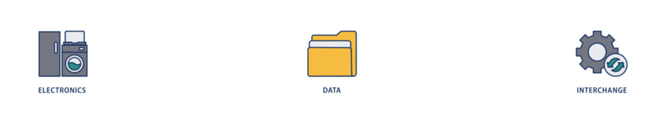 EDI icons set collection illustration of a cloud server, exchange, database, file, chart, automation, and process  icon live stroke and easy to edit 