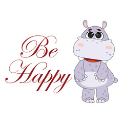 Greeting card Cute Hippo Vector