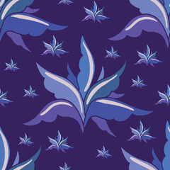Vector dark blue seamless pattern background: Iris At Night.