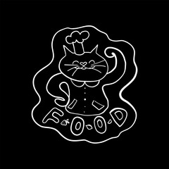 Strong cat cook, shows strength through proper nutrition, vector illustration