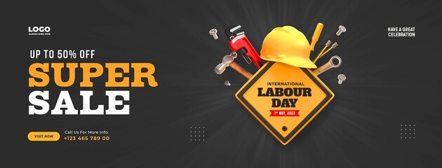 International labour day super sale social media cover design template