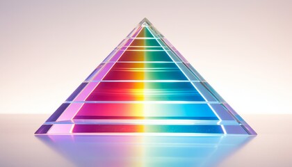 Crystal pyramid with rainbow colors on white background