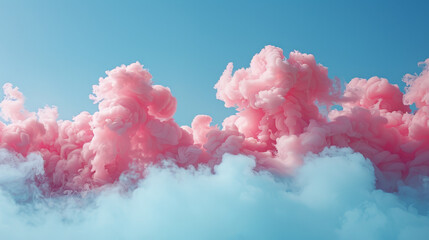 Abstract stock photo of pink smoke puffs against a vibrant blue background, creating a visually striking image.