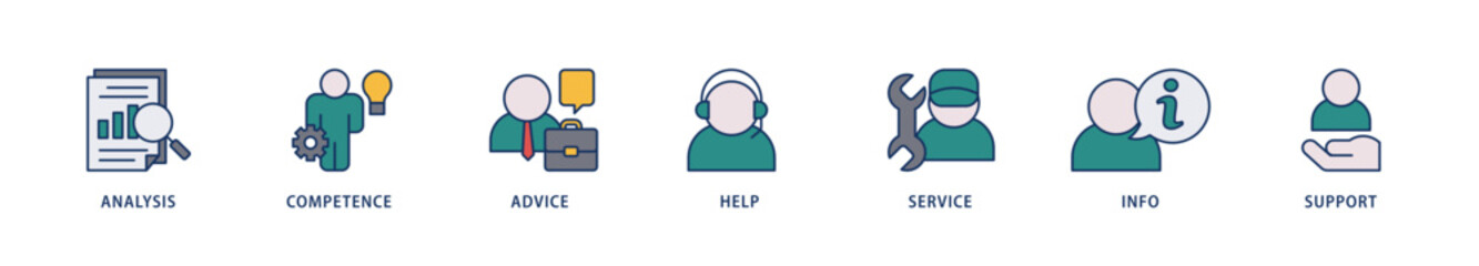 Problem solving icons set collection illustration of analysis, critical thinking, creativity, emotional intelligence, research, team building  icon live stroke and easy to edit 