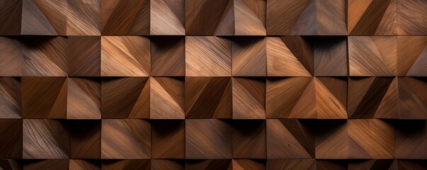A wooden wall with a geometric pattern.
