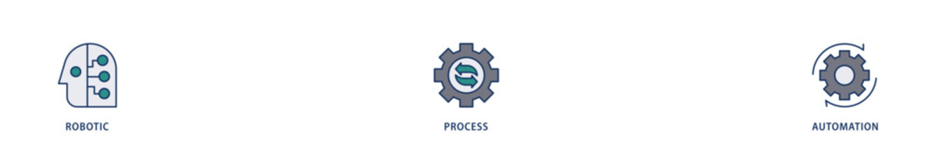 RPA icons set collection illustration of robot, ai, artificial intelligence, automation, process, conveyor, and processor icon live stroke and easy to edit 