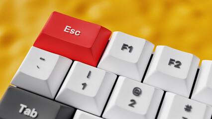Escape business concept. Stop, quit or exit business concept. 3D Esc keyboard key