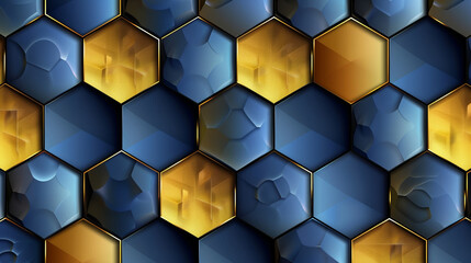 Blue to yellow gradient hexagons for a high-tech luxe design.