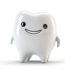 tooth cartoon character on white background Generative Ai