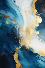 Abstract fluid marble background - Ethereal Serenity: Light Blue Marble with Gold Swirls	
