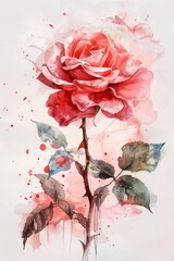 Watercolor rose clipart with delicate petals and vibrant hues. ai generated