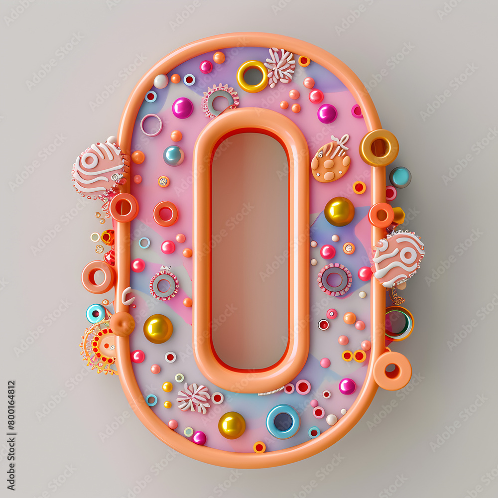 Aufkleber the number 0 is made up of colorful balls and gears. it looks like a fun and playful design. generat