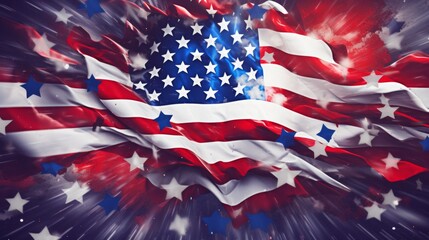 Red white and blue, stars and stripes background abstract