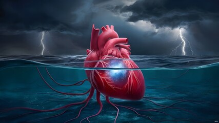 A heart that has a lightning bolt in it.