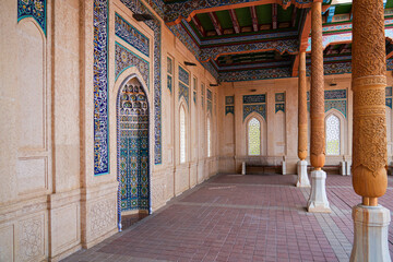 Courtyard of the Mausoleum of Islam Karimov in Samarkand, Uzbekistan - He was  the president of the...