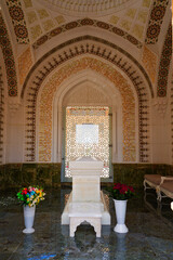 Tomb of Islam Karimov inside his mausoleum in the Hazrat Khizr Mosque, Samarkand, Uzbekistan - He...