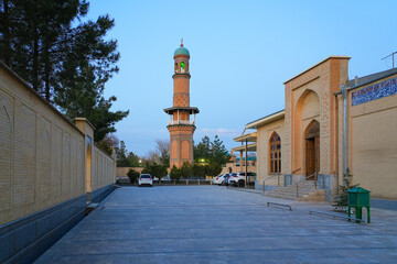 Minaret of the Abdidarun Complex with the Khoja Abdu-Darun Mausoleum in Samarkand, Uzbekistan,...