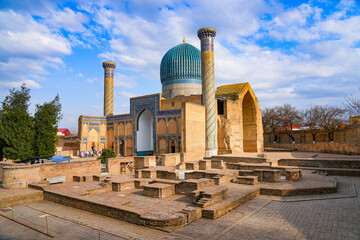 Gur-e-Amir or Amir Temur (Tamerlane) Mausoleum in Samarkand, Uzbekistan - Under this blue cupola...