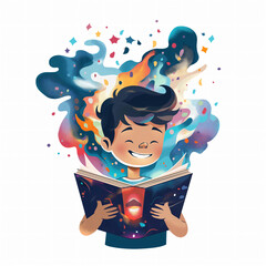 child reading book