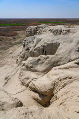 Ruins of the ancient Sogdian capital of Varakhsha, founded in the 1st century BCE in the Bukhara Oasis in the Kyzylkum Desert, Uzbekistan, Central Asia