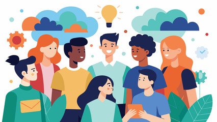 A youthrun neurodiversity conference where young leaders share their experiences and insights on how to create a more accepting and understanding. Vector illustration