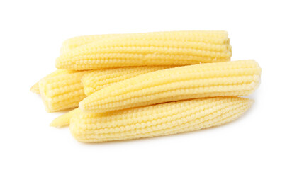 Tasty fresh baby corns isolated on white