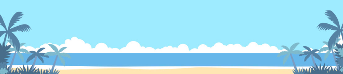 summer image illust with beach and sea	
