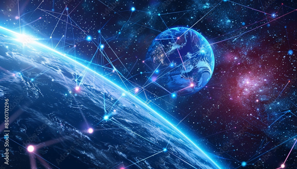 Poster communication technology with global internet network connected in europe. telecommunication and dat