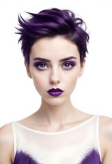 Purple hair, purple makeup, teenager.