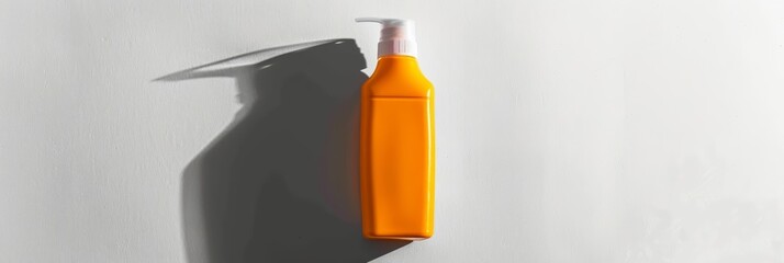 A bottle of sunscreen, essential for protection against the suns harsh rays, depicted in a clear, minimalist style, isolated on white background
