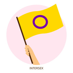 Hand holding intersex pride flag