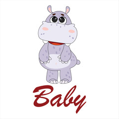 Cute hippopotamus for baby shower invitation card template.