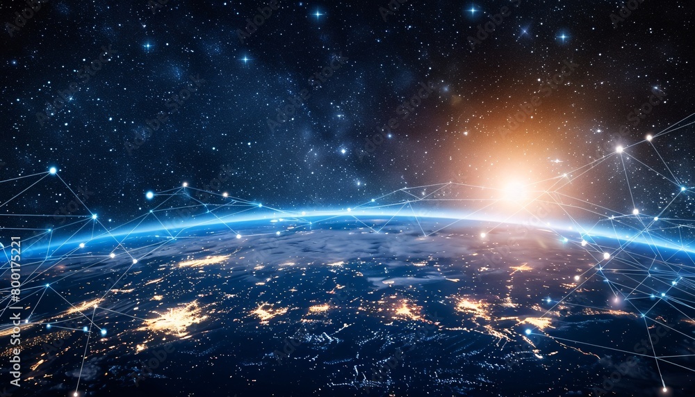 Poster communication technology with global internet network connected in europe. telecommunication and dat