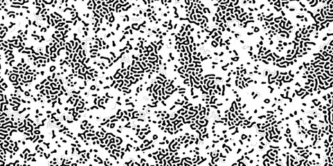 Organic seamless pattern in vector. Fashion pattern. Turing reaction diffusion monochrome seamless pattern with chaotic motion. Vector illustration.