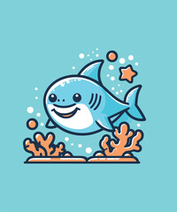 Shark Cartoon Vector Illustration 