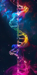 DNA em Dupla Hélice em Cores Vibrantes e Brilhantes