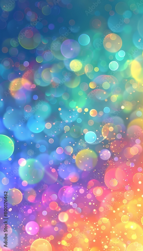 Poster colorful bokeh dots pattern on vibrant background with an abundance of glowing lights