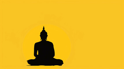 Serene Silhouette: Buddha in Yellow - A captivating image with a peaceful Buddha silhouette set against a solid yellow background.