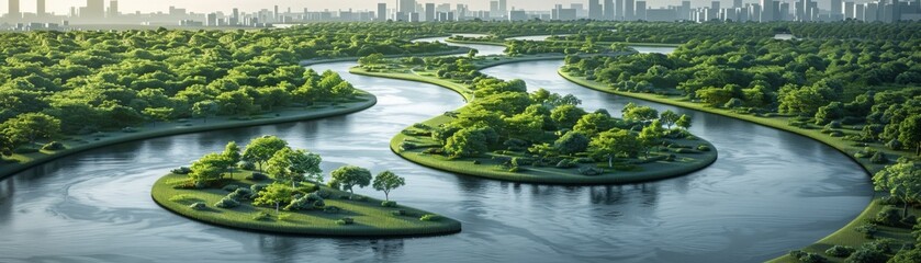 A river with a bend in it and trees on the banks