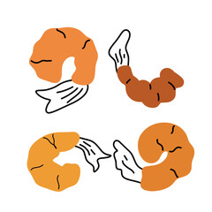 Simple Shrimp Illustration - Orange Hand-drawn Seafood for Creatives