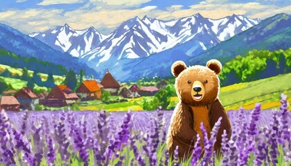 teddy bear in the lavander field