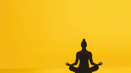 Serene Lotus: Centered Silhouette in Yellow Background