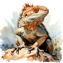 Obraz premium Watercolor Horned Lizard Illustration, Generative Ai