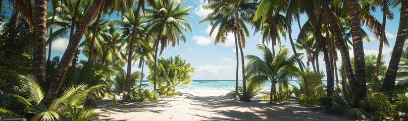 Obraz premium pathway through a tropical forest to a beach