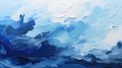 Beautiful Art of White and Blue Brush Stroke Artistic Curvy Acrylic Paint on Background