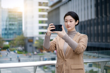 Young Woman Taking Selfie in Urban Environment