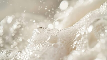 Fototapeta premium A close-up image of a frothy, bubbly liquid, with a smooth, creamy texture